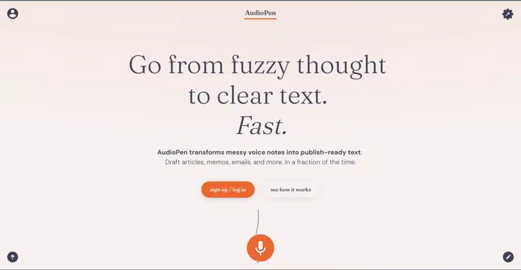 AudioPen Homepage - here you will finde AudioPen - one of the best AI productivity tools
