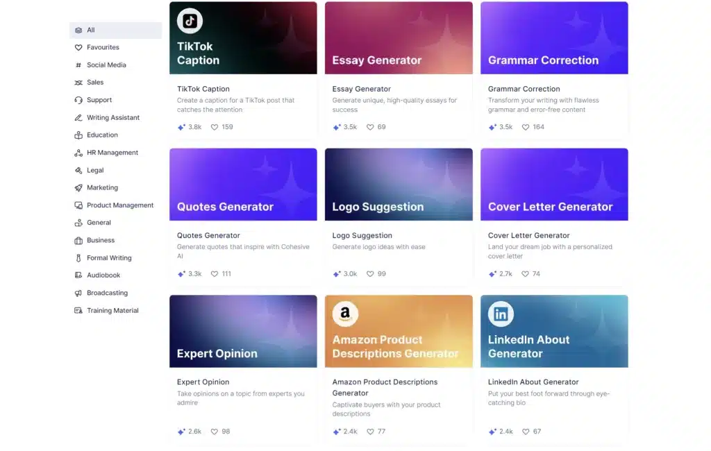 Cohesive Features 3 - here you can test the features of Cohesive ai - one of the best AI productivity tools