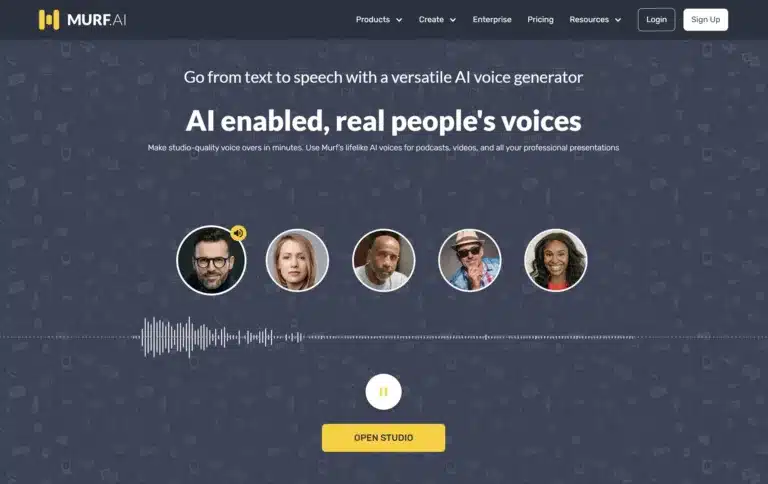 murf.ai homepage it's a tool to clone your voice using AI