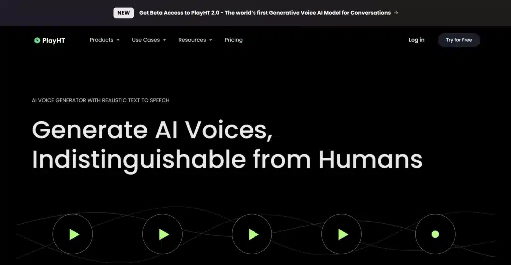 Homepage of Play HT one of the best voice cloning software tools