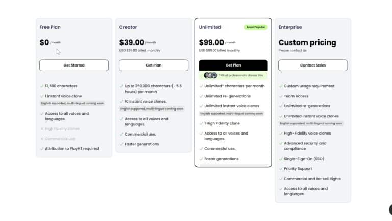 Play HT pricing, this is one of the best voice cloning software tools