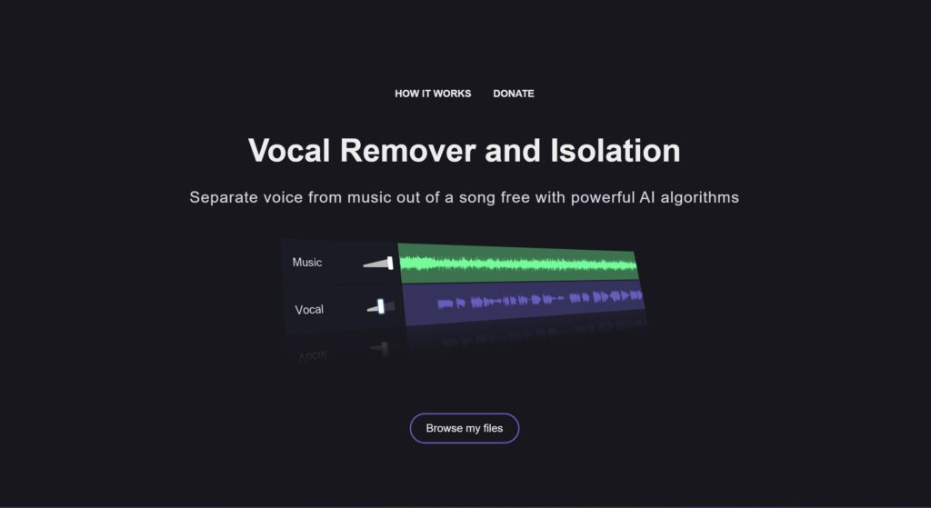 Vocal Remover homepage - it's one of the best LALAL AI alternatives