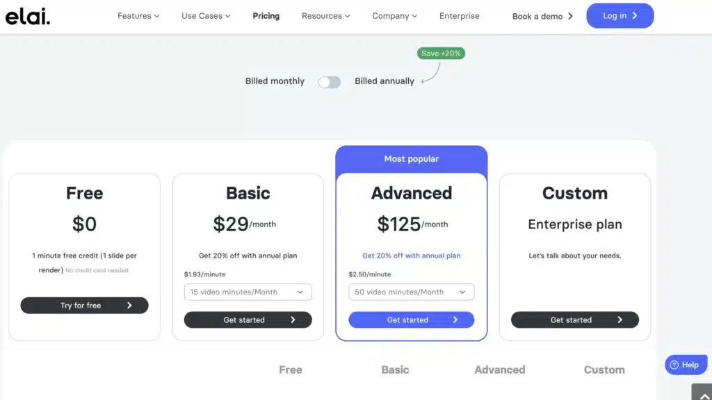 Elai.io Pricing its one of the best HeyGen alternatives