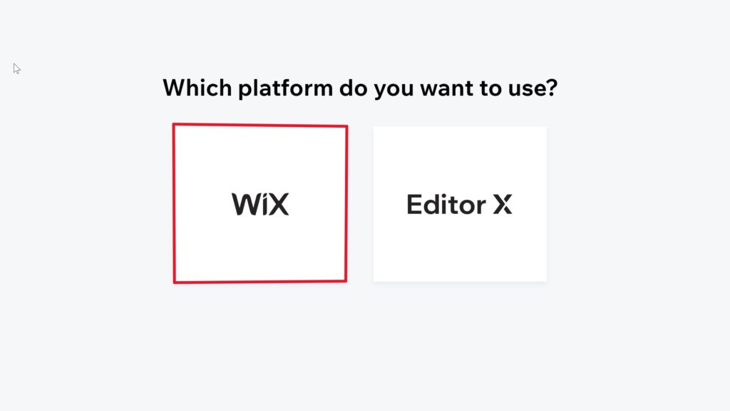 A page on Wix where you have to choose between platforms