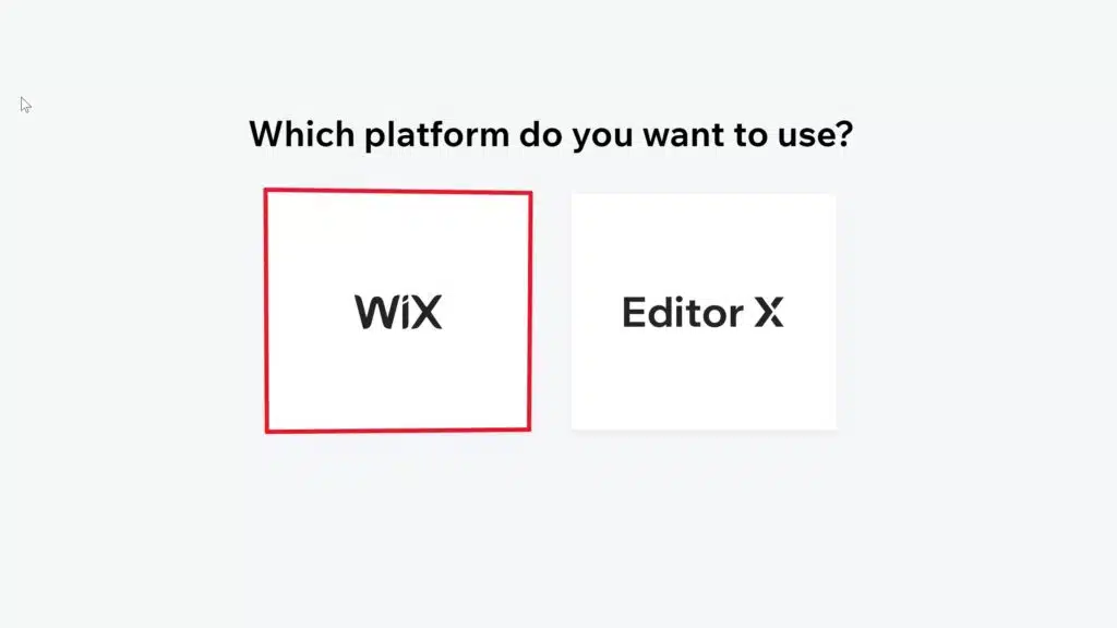 A page on Wix where you have to choose between platforms