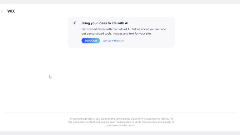 02 A page on Wix where you have to if you want to create your website with ai or not