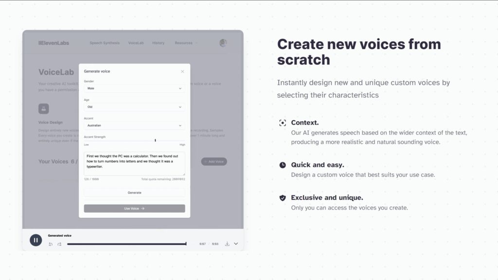 Homepage of ELevenLabs one of the best ai voice generators