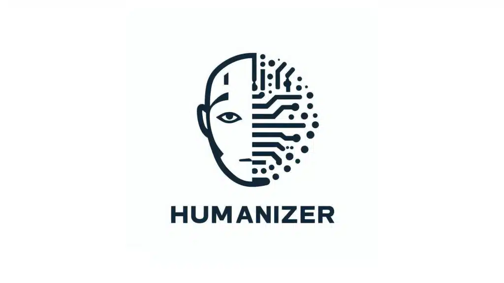 Logo of Humanizer, showcasing a stylized human face profile merged with digital circuit patterns to represent bypassing AI detection and humanizing AI text.