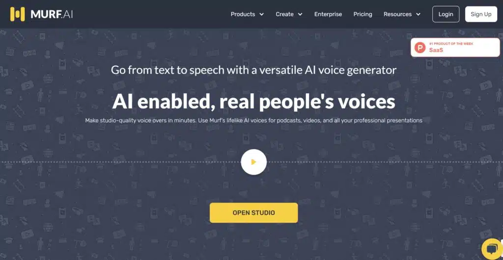 MURF AI homepage, Murf is one of the best AI voice generators on the market
